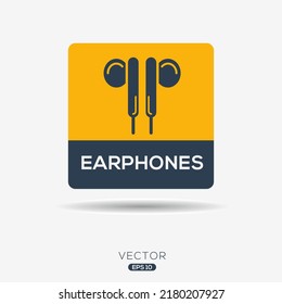 Icono creativo (auriculares), signo vector.