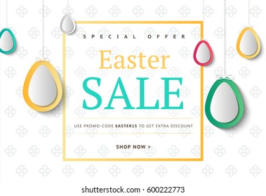 Creative Easter abstract social media web banners for cell phone or newsletter ad. Email holiday promotion or sale background. Promotional offer flyer layout. Vector template design.