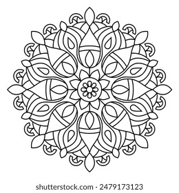 creative and easy mandala design for coloring book, tattoo and henna design, creative mandala art
