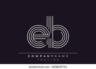Creative EB lines letter logo design. A simplistic and elegant abstract logo design with linear patterns and initials, suitable for contemporary branding.
