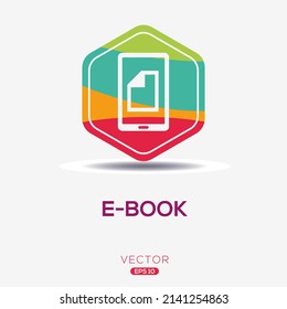 Creativo (libro electrónico), Icono del libro eléctrico, signo del vector.