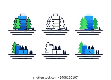 Juego de Ilustración Icono de Ilustración de Icono de Energía Ecológica Creativo