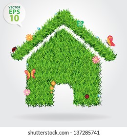 Creative eco house icon concept, vector illustration template design
