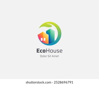 Gradiente de logotipo de casa ecológica creativa