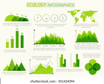 Creative Ecological Infographic elements with statistical bar, graphs and charts.