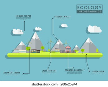 Creative ecological infographic layout with illustration of a urban city.