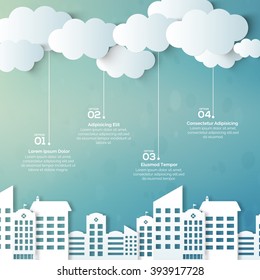 Creative ecological template layout with illustration of urban city view.