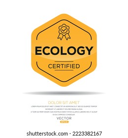 Insignia certificada por Creative (Ecología), ilustración vectorial.
