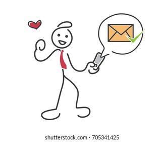 Creative E-commerce Business Tips Stickman Illustration Concept - Notify Customer Purchase Transaction Details By Email