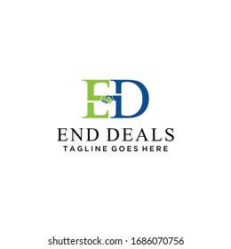Creative E,D with handshake sign logo design inspiration