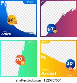 creative editable brush sale banner set with gradient color