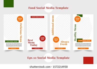 creative editable food social media stories template collection, minimalist design for social media post