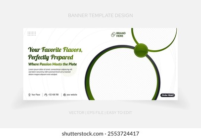 Creative and editable restaurant banner template with bold designs, perfect for social media and web advertising campaigns.
