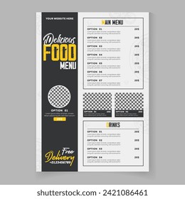 Creative editable Restaurant menu template Design. social media food menu banner template. menu template for restaurant and cafe