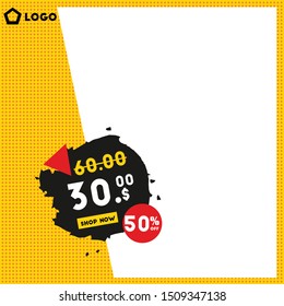 Creative editable sale banner with empty abstract frame