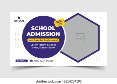 Creative Editable School Education Admission You Tube Thumbnail And Web Banner Template