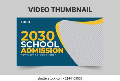 Creative Editable thumbnail design for any videos., Kids school education admission customizable video thumbnail design.