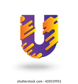 Creative Editable U Letter design. Abstract Colorful Alphabet. Friendly funny ABC Typeface. Type Characters Logotype symbols. 