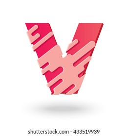 Creative Editable V Letter design. Abstract Colorful Alphabet. Friendly funny ABC Typeface. Type Characters Logotype symbols. 