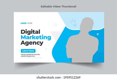 Creative Editable Video thumbnail and editable corporate digital marketing web banner template .