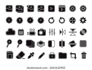 Creative editing tools software icon set collection photo vector editor application 