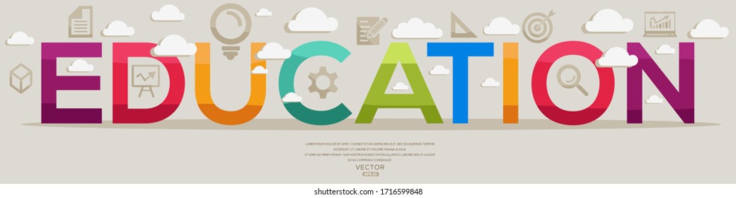 Creative (education) Design,letters and icons,Vector illustration.