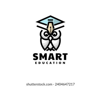 creative education graduation owl logo icon symbol design template illustration inspiration
