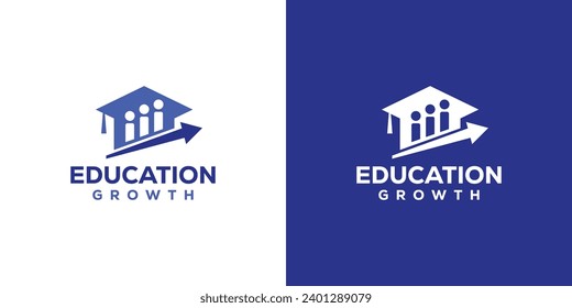 Diseño del logotipo de crecimiento de la educación creativa. Concepto de Sombrero de Graduación y Símbolo de Inversión con Estilo Moderno. Plantilla de diseño del logotipo de símbolos de iconos.