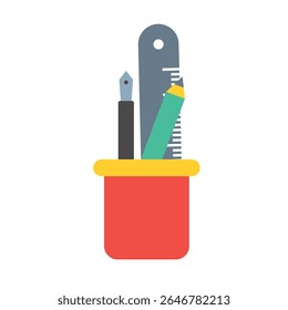 "Personagem ícone educacional criativo em estilo plano - perfeito para escolas, aprendizado, cursos on-line e plataformas de e-learning. Caráter vetor estilo desenhos animados com boné acadêmico, livros e lápis, ideal 