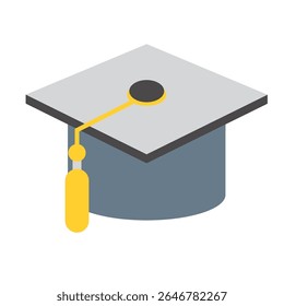 "Creative education icon character in flat style – perfect for school, learning, online courses, and e-learning platforms. Cartoon-style vector character with academic cap, books, and pencil, ideal 