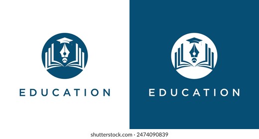 Creative education logo design with modern concept , premium vector