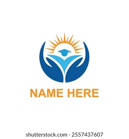 Creative Education Logo with Hands and Graduation Cap