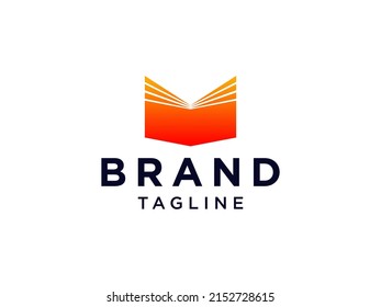 Creative Education Logo. Orange Open Book Icon with Starburst Combination isolated on White Background. Usable for Business and School Logos. Flat Vector Logo Design Template Element.
