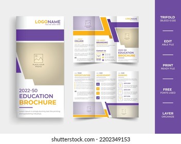 Creative education multipurpose school admission trifold brochure template design