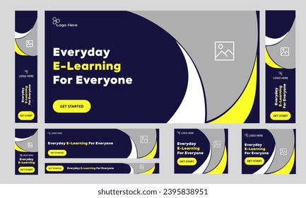 Creative education multipurpose web set banner design for social media post, learning platform web banner, customizable vector eps 10 file format