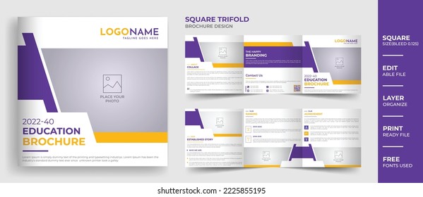 Kreatives Bildungs-quadratisches dreifaches Broschürendesign, quadratisches Dreifach-Eintrittsbroschüre