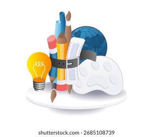 Icono de símbolo de educación creativa para el aprendizaje y el conocimiento