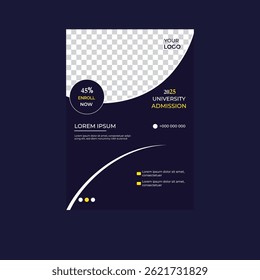 Plantilla de volantes educativos creativos para admisiones universitarias y escolares: un atractivo diseño de volantes que destaca becas, solicitudes universitarias y oportunidades educativas en todas partes.