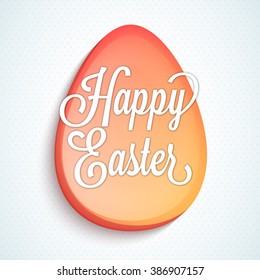 Creative Egg with stylish text Happy Easter on shiny background.