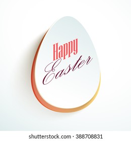 Creative Egg with stylish text Happy Easter on white background.