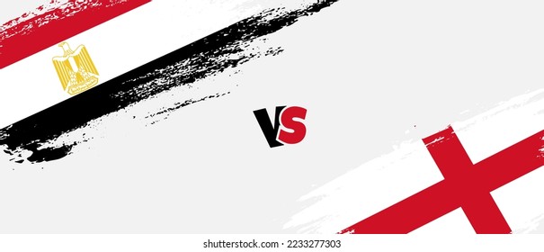 Creative Egypt vs England brush flag illustration. Artistic brush style two country flags relationship background