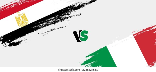 Creative Egypt vs Italy brush flag illustration. Artistic brush style two country flags relationship background