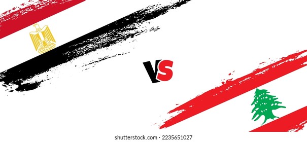 Creative Egypt vs Lebanon brush flag illustration. Artistic brush style two country flags relationship background
