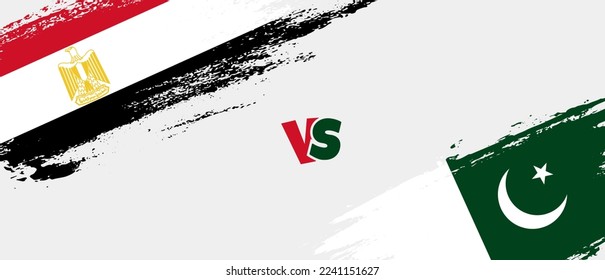 Creative Egypt vs Pakistan brush flag illustration. Artistic brush style two country flags relationship background