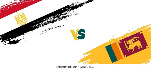 Creative Egypt vs Sri Lanka brush flag illustration. Artistic brush style two country flags relationship background