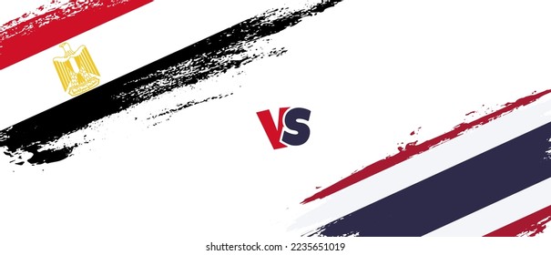 Kreatives Ägypten vs. Thailand bürsten Flaggen-Illustrationen. Zwei Länderflaggen im Stile eines künstlerischen Pinsels, Hintergrund