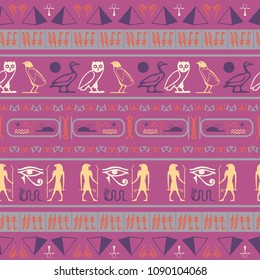 Creative egyptian motifs seamless pattern. Ethnic hieroglyph symbols origami. Repeating ethnical fashion vector for garments.