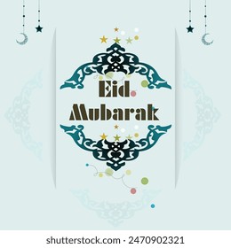 Creative Eid card design. Realistic Eid Mubarak celebration. Eid card vector.
