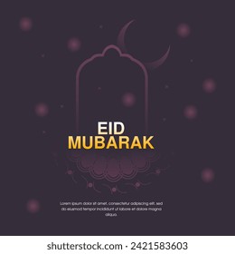 Creative eid mubarak greeting social media banner post template design for eid ul fitr, eid ul adha with crescent moon, star.