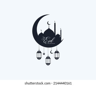 Creative Eid Mubarak Text Design. Eid Mubarak Vector Text Design. 